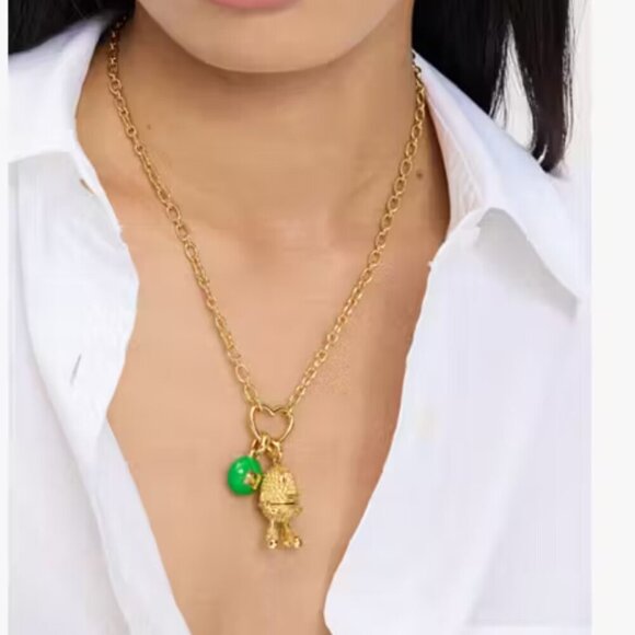 Kate Spade M&M Statement Necklace Green Peanut Pendant Novelty Box Gift - Picture 4 of 11